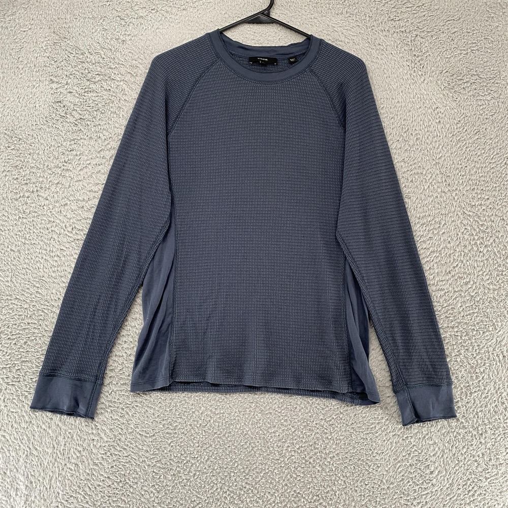 Vince Thermal Shirt Mens Medium Pima Cotton Long Sleeve Waffle Knit Top Pima